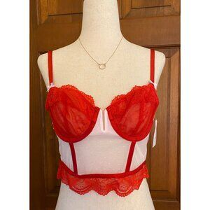 Auden Lace Bustier Corset Lingerie Women XS Red Underwire Sexy Flirty‎ Bralette